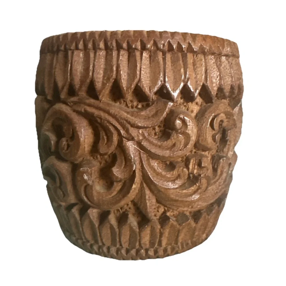 Hand Carved Wooden Bowl Set 6 Pcs Ornate Floral Vintage‎ Rustic Decor Boho Gift